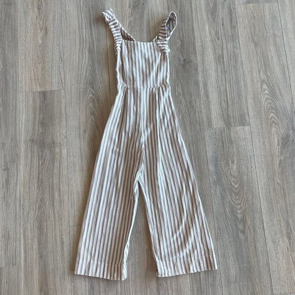 Mayoral White and Beige Striped Palazzo Jumpsuit with Strappy Back Preppy Beach - Picture 8 of 8